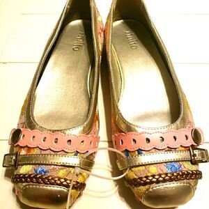 Rialto Gold and Pink Floral Flats